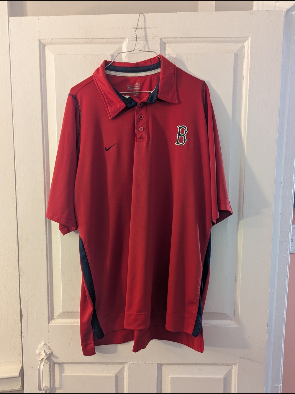 Authentic American League Red Sox Red Polo. Embroidered "B" Boston Logo